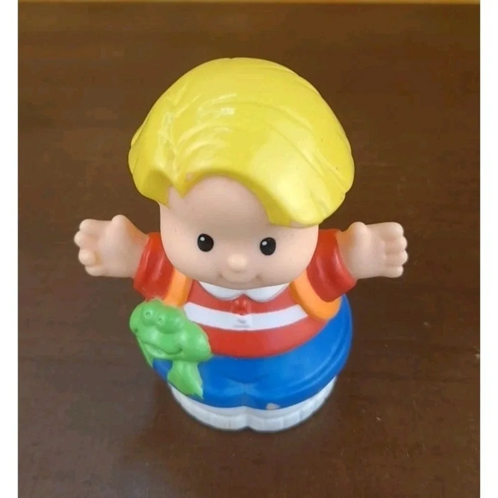 Fisher Price Little People  Eddie with Green Frog Orange‎ Backpack 1997